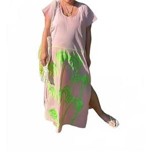 NEW TELA LUXURY MERCANTILE playful palms dress in pink